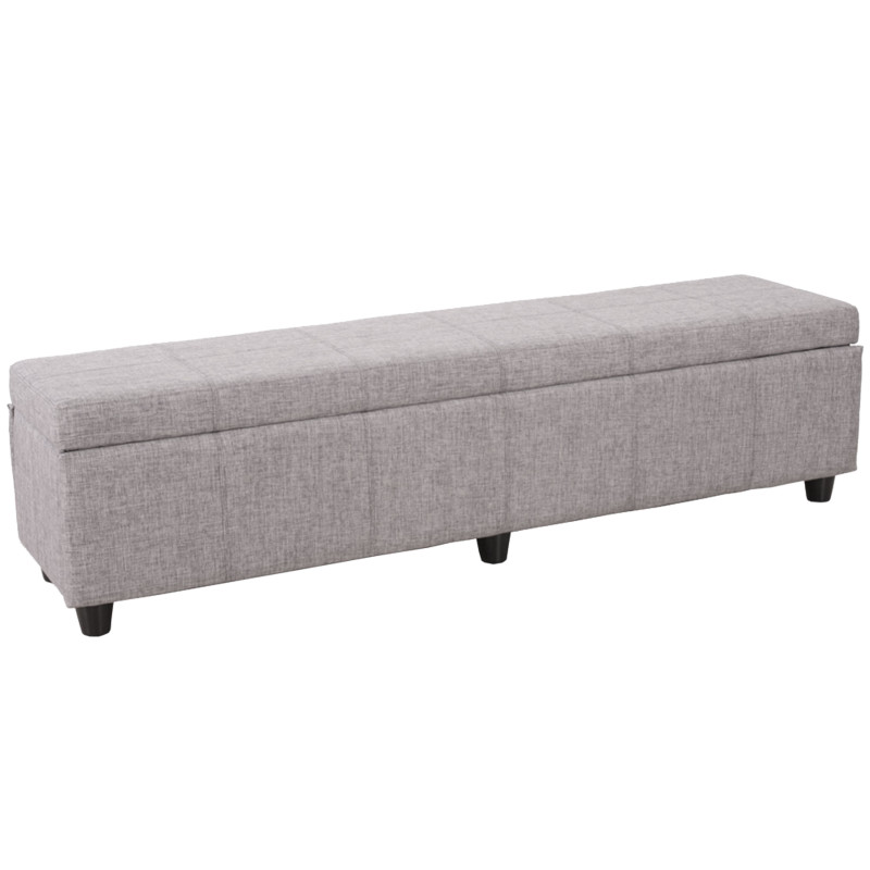 Banc banquette coffre de rangement Kriens XXL, 180x45x45cm, tissu, gris