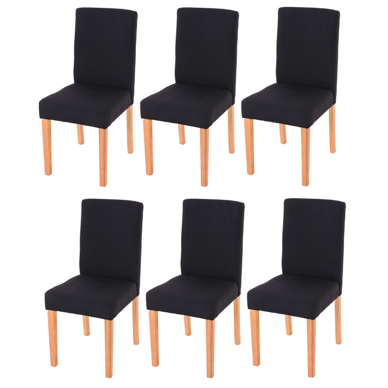 Lot de 6 chaises de séjour Littau, tissu noir, pieds clairs