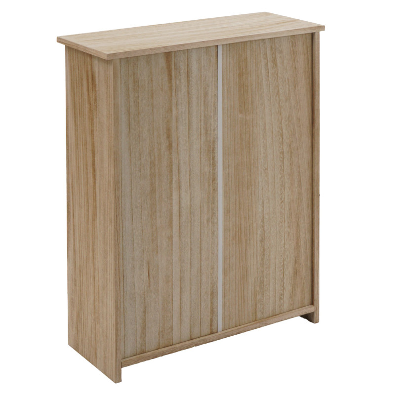 Boite à chaussures armoire à chaussures, 81x60x25cm 2 abattants, MDF en paulownia certifié MVG - brun naturel