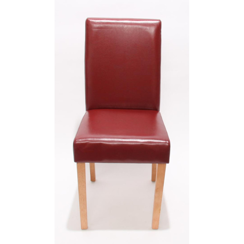 Lot de 4 chaises de séjour Littau - cuir reconstitué, rouge, pieds clairs