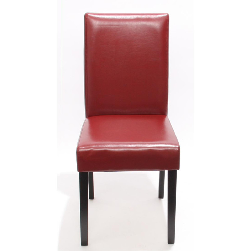 Lot de 4 chaises de séjour Littau - cuir reconstitué, rouge, pieds foncés