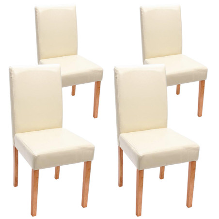 Lot de 4 chaises de séjour Littau - cuir reconstitué, crème, pieds clairs