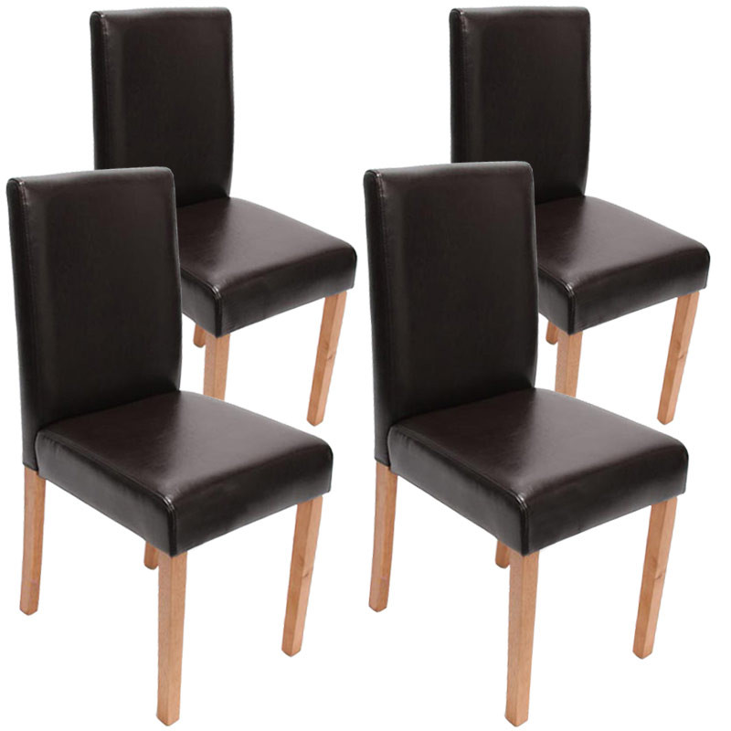 Lot de 4 chaises de séjour Littau - cuir reconstitué, marron, pieds clairs