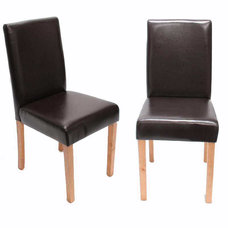 Lot de 4 chaises de séjour Littau - cuir reconstitué, marron, pieds clairs