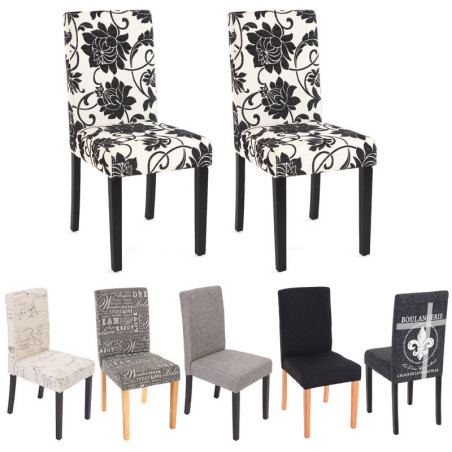 Lot de 2 chaises de séjour Littau, tissu noir, pieds clairs