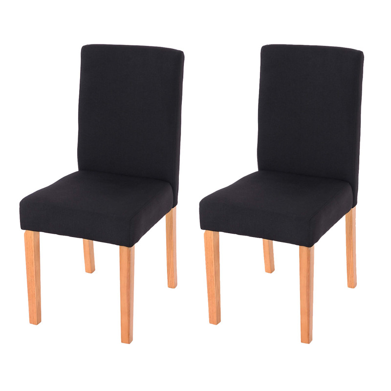 Lot de 2 chaises de séjour Littau, tissu noir, pieds clairs