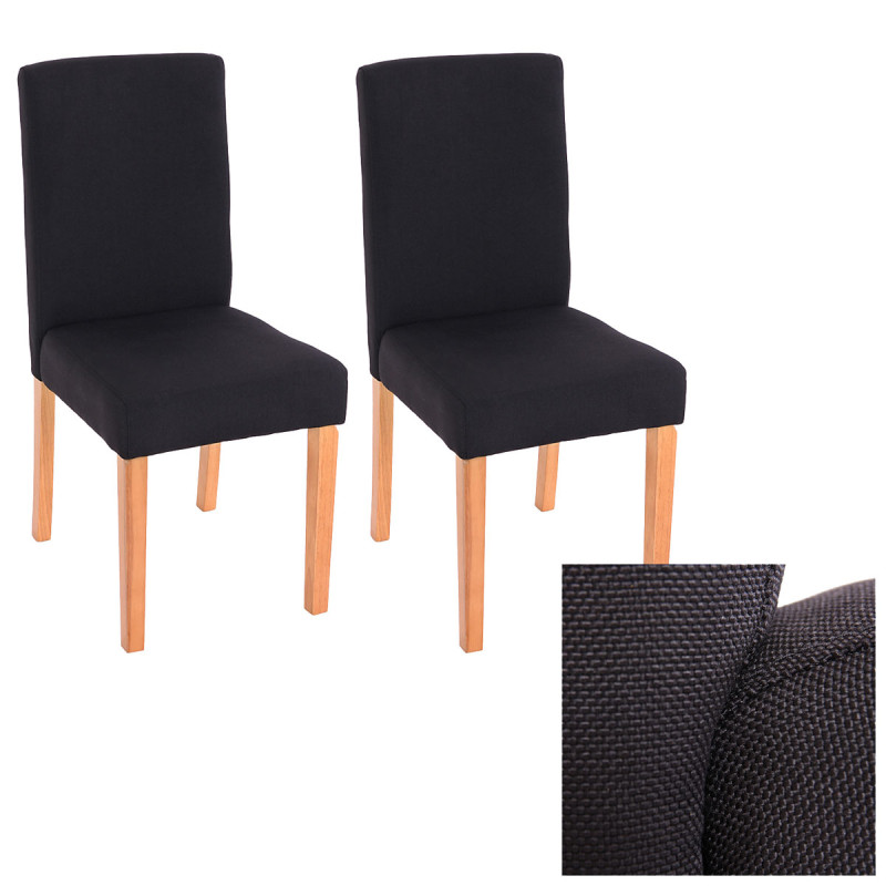 Lot de 2 chaises de séjour Littau, tissu noir, pieds clairs