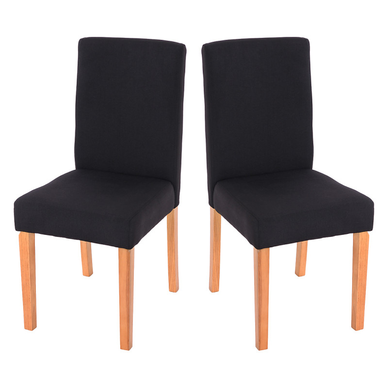 Lot de 2 chaises de séjour Littau, tissu noir, pieds clairs