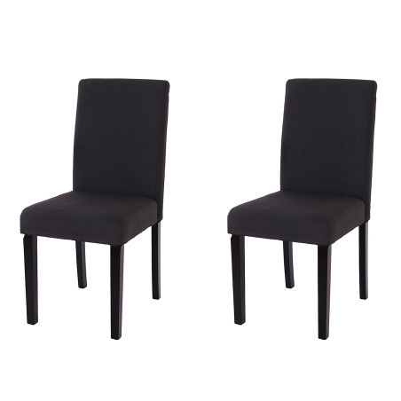 Lot de 2 chaises de séjour Littau, tissu noir, pieds foncés