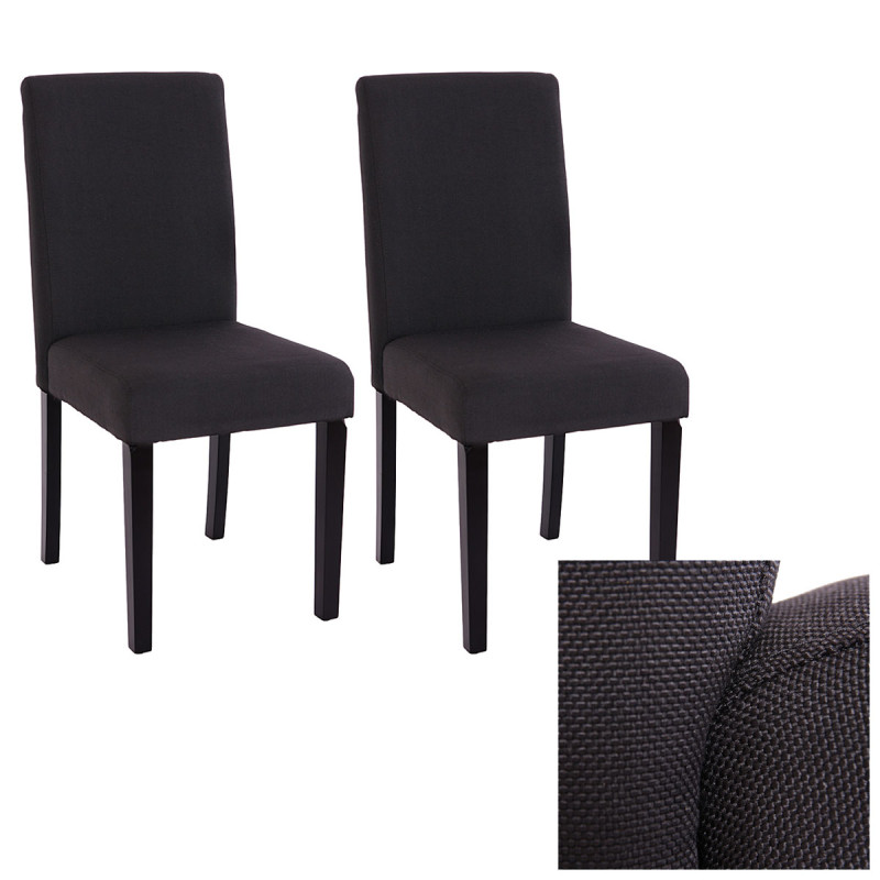 Lot de 2 chaises de séjour Littau, tissu noir, pieds foncés