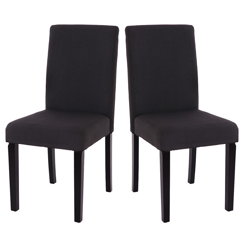 Lot de 2 chaises de séjour Littau, tissu noir, pieds foncés