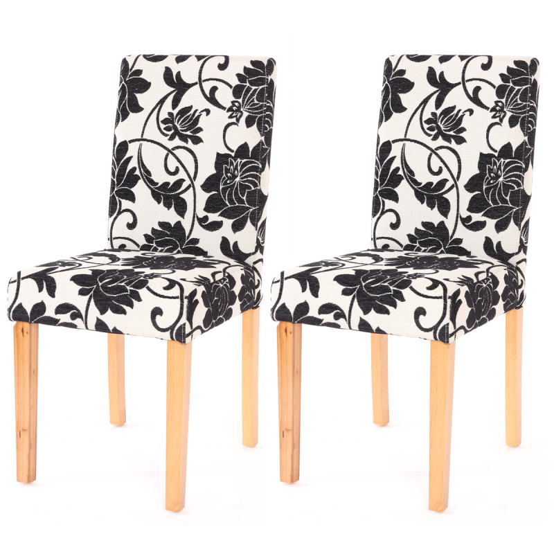 Lot de 2 chaises de séjour Littau, tissu jacquard, pieds clairs