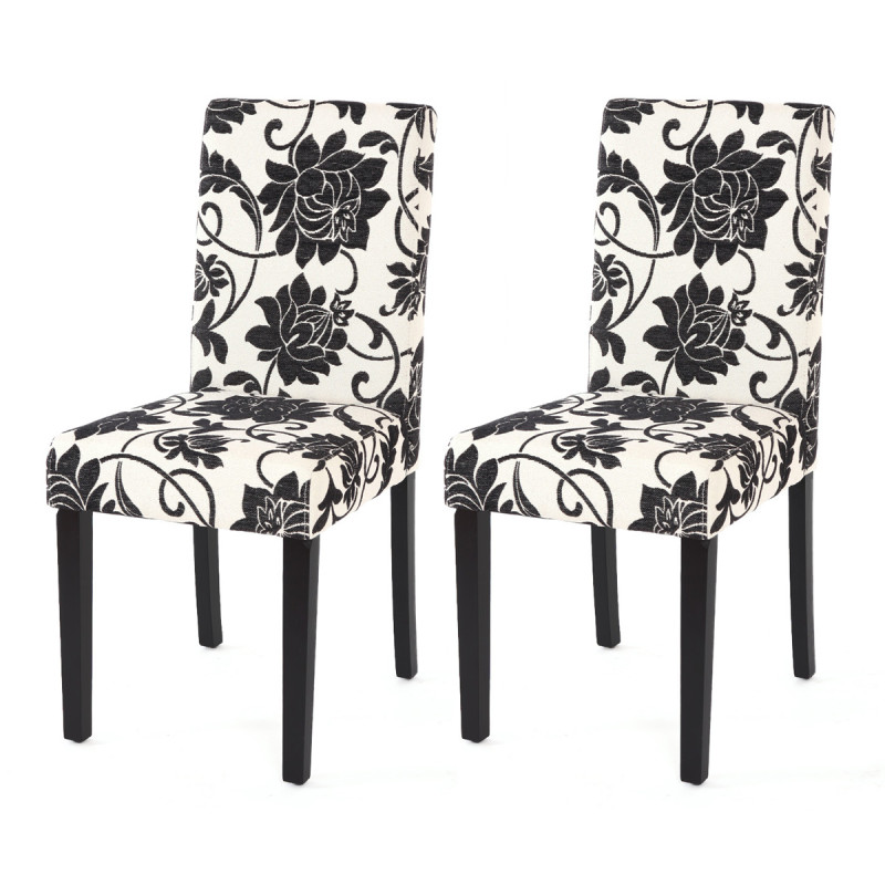 Lot de 2 chaises de séjour Littau, tissu jacquard, pieds foncés