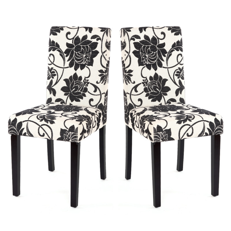 Lot de 2 chaises de séjour Littau, tissu jacquard, pieds foncés