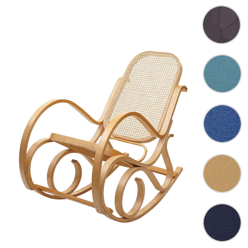 Rocking-chair fauteuil à bascule, couleur noyer, rotin