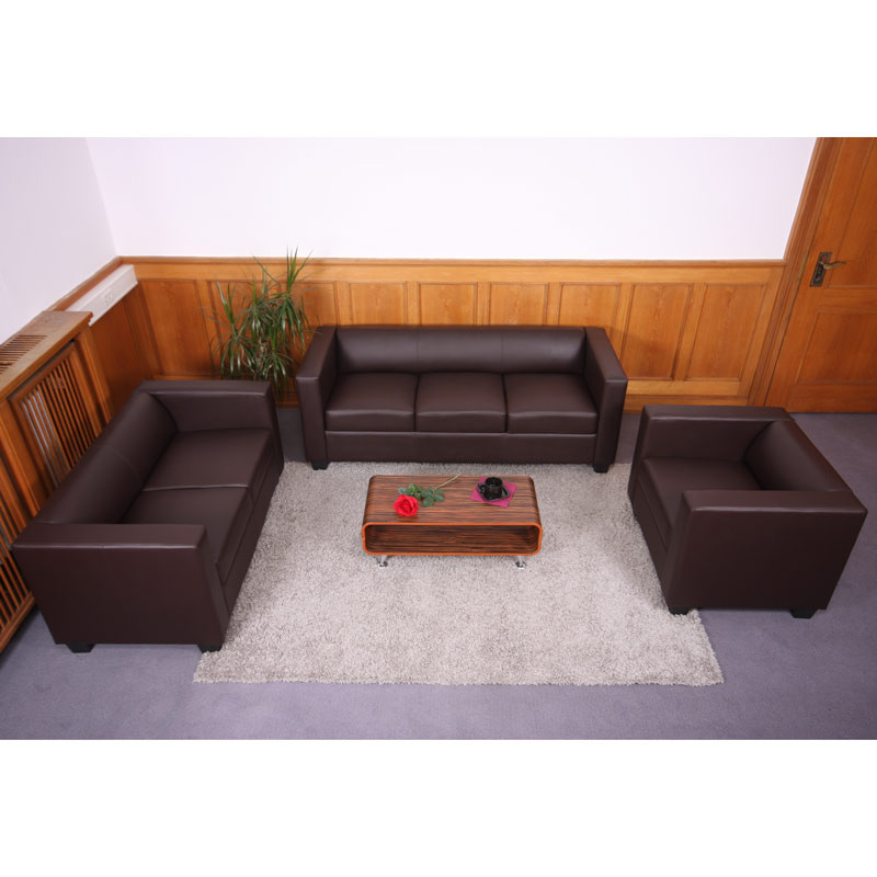 Canapé / sofa Lille, 2 places, 137x75x70cm, simili-cuir, café