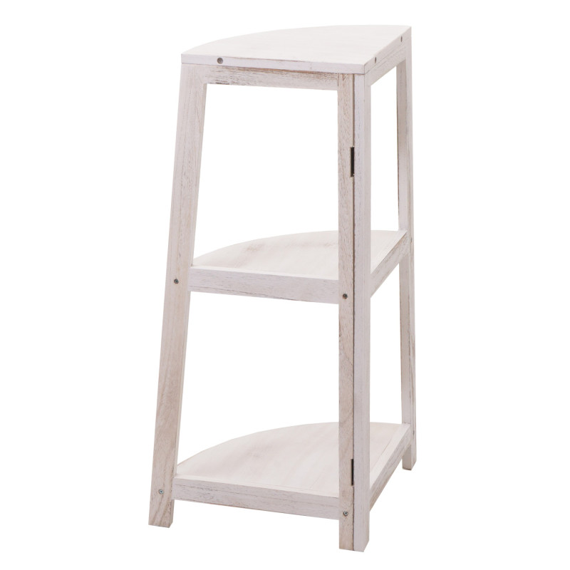 Étagère d'angle Étagère sur pied Étagère de salon, 3 étagères, 80x37x37cm MDF en paulownia certifié MVG - shabby blanc