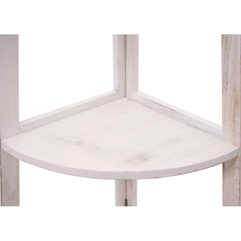 Étagère d'angle Étagère sur pied Étagère de salon, 3 étagères, 80x37x37cm MDF en paulownia certifié MVG - shabby blanc