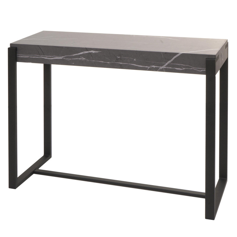 Table console table de téléphone table de travail table d'appoint table de rangement, métal 81x100x40cm - aspect marbre gris