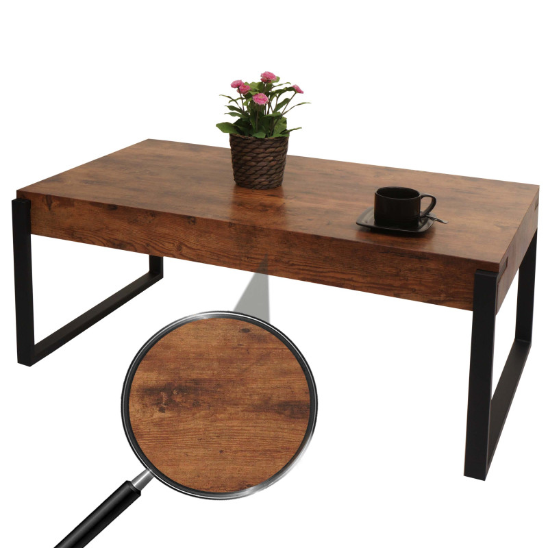 Table basse table de salon table d'appoint table de salon, métal 43x110x64cm - chêne sauvage foncé