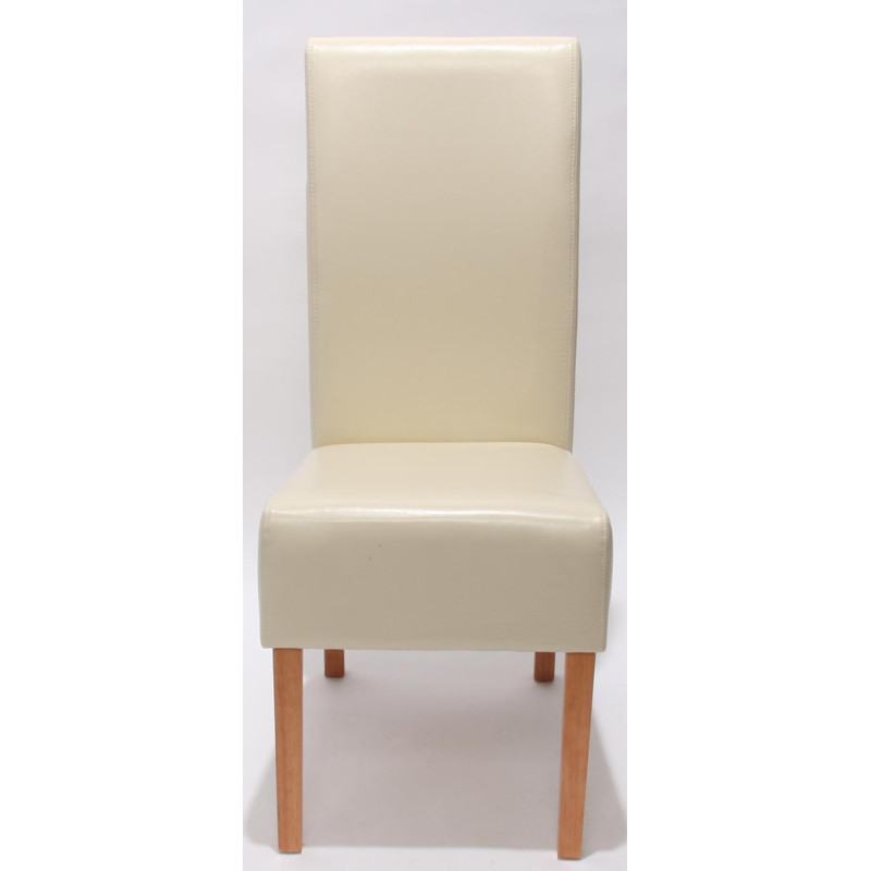 Lot de 6 chaises Latina, salle à manger, cuir reconstitué - couleur crème, pieds clairs