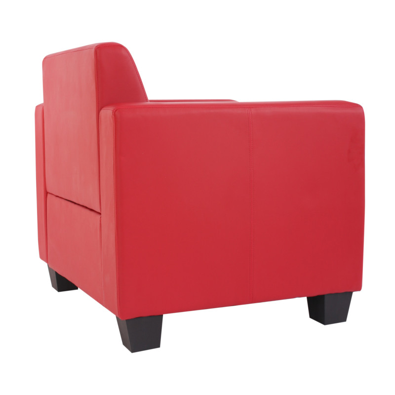 Fauteuil salon/lounge Lyon avec pouf, simili-cuir, rouge