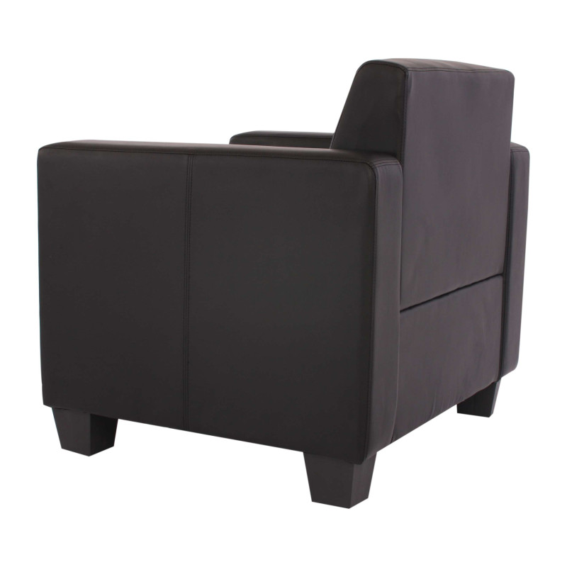 Fauteuil salon/lounge Lyon avec pouf, simili-cuir, noir