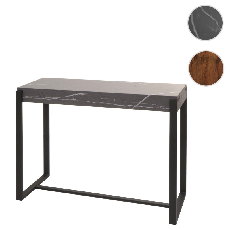 Table console table de téléphone table de travail table d'appoint table de rangement, métal 81x100x40cm - aspect marbre gris