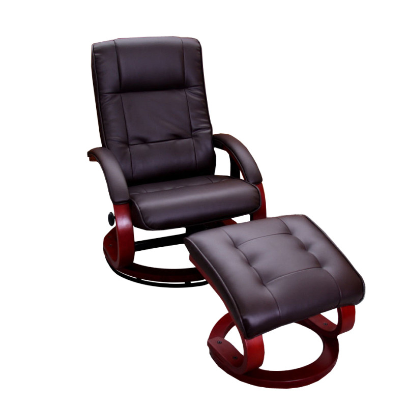 Fauteuil de relaxation massage Pescatori II, avec pouf, marron