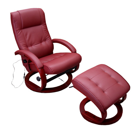 Fauteuil de relaxation massage Pescatori II, avec pouf, bordeaux