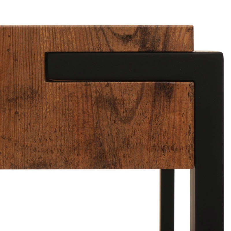 Table console table de téléphone table de travail table d'appoint table de rangement, métal 81x100x40cm - chêne sauvage foncé