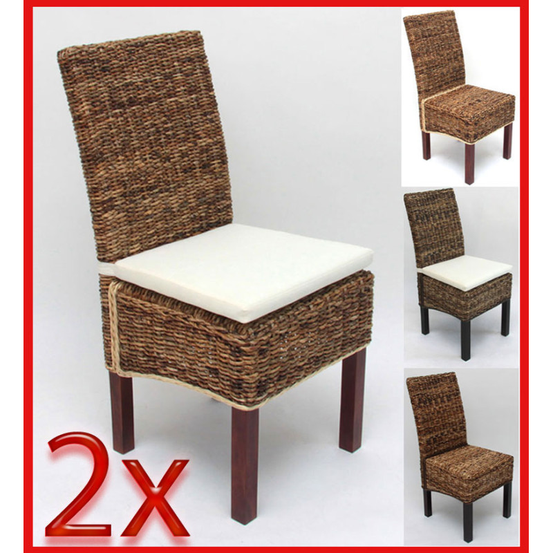 Lot de 2 chaises M69, banane tressée, pieds foncés