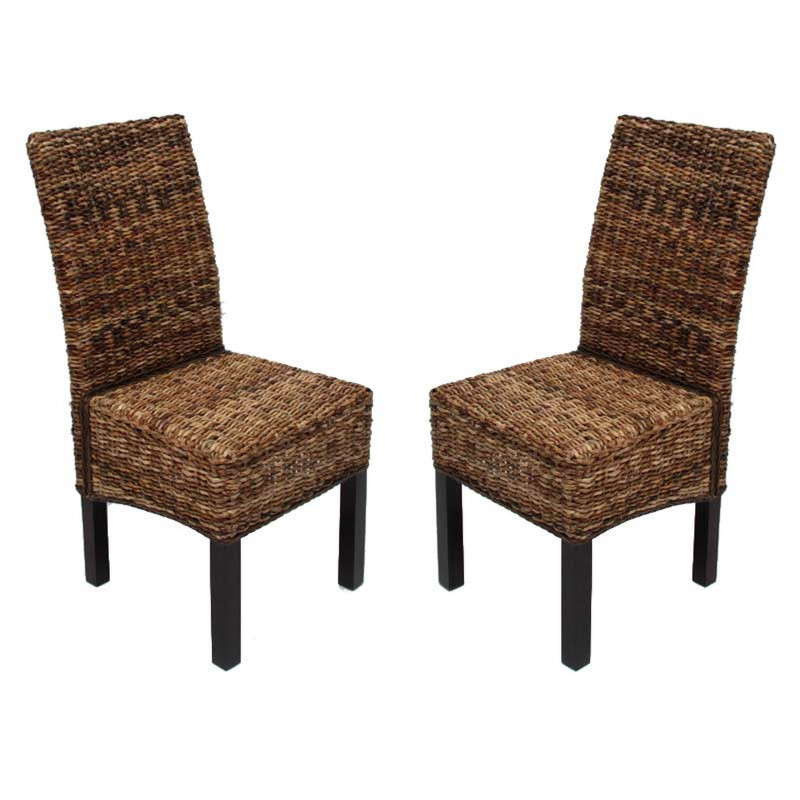 Lot de 2 chaises M69, banane tressée, pieds foncés