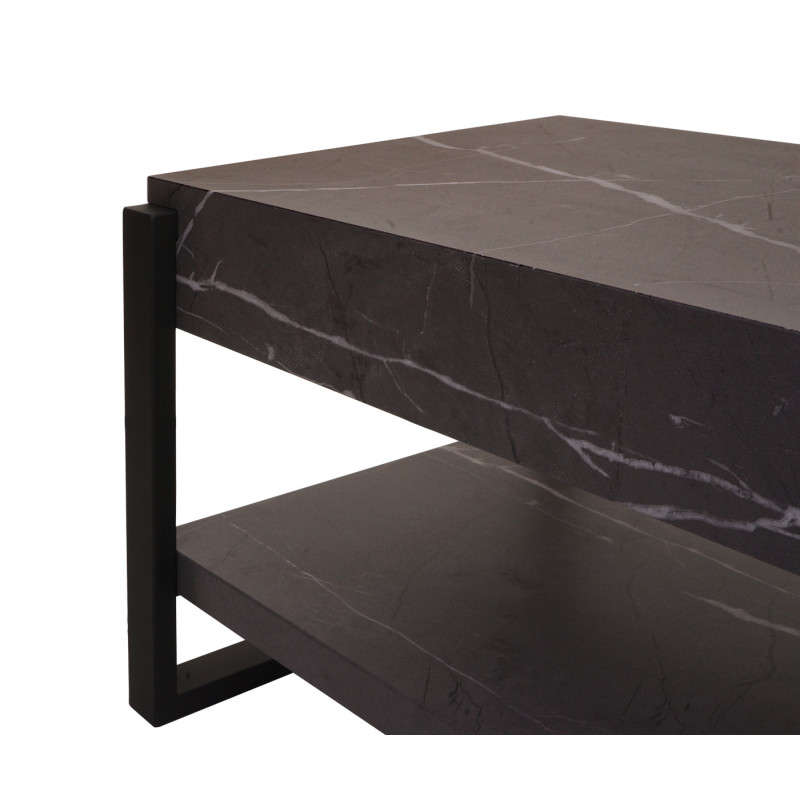 Rack TV Table TV Lowboard Table TV, métal 42x120x44cm - aspect marbre gris