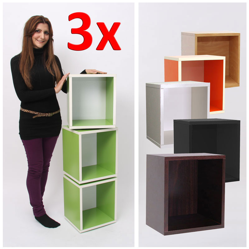 3x étagère cube modulaire M73, étagère indépendante 120 cm, rotatif - vert