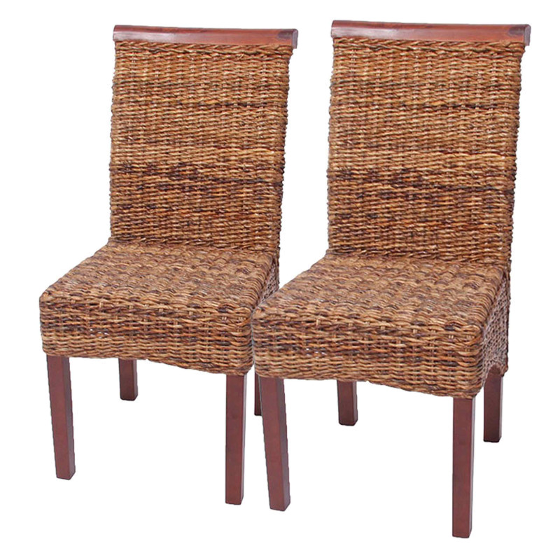 Lot de 2 chaises M45, banane tressée, 47x54x93cn, pieds marrons