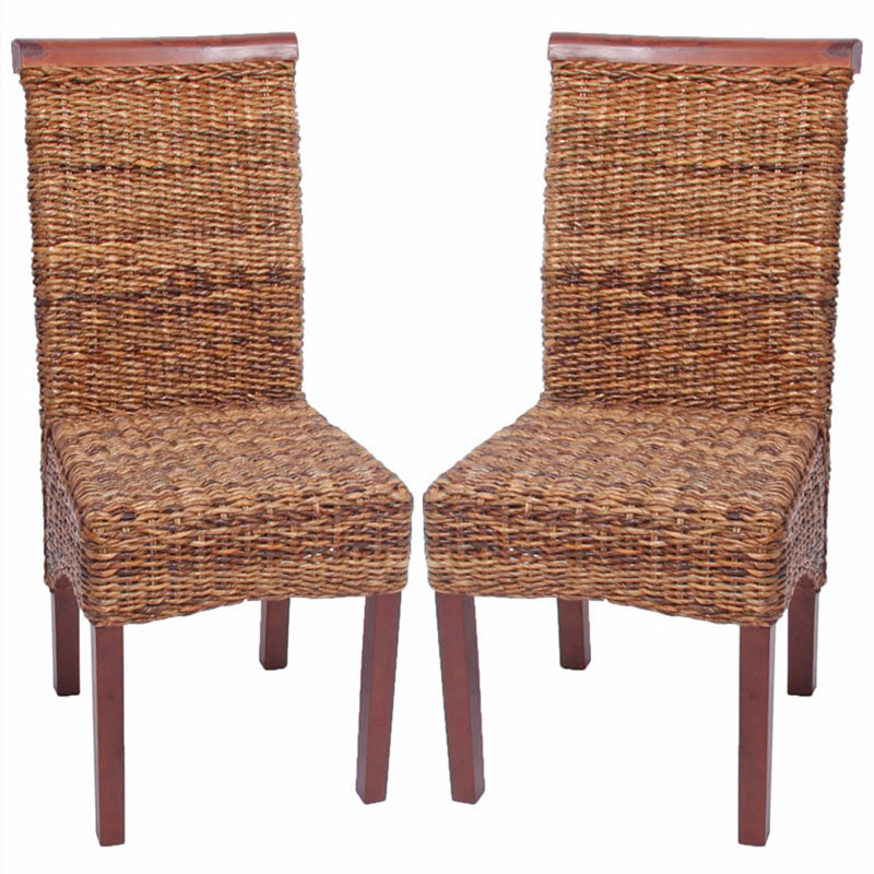 Lot de 2 chaises M45, banane tressée, 47x54x93cn, pieds marrons