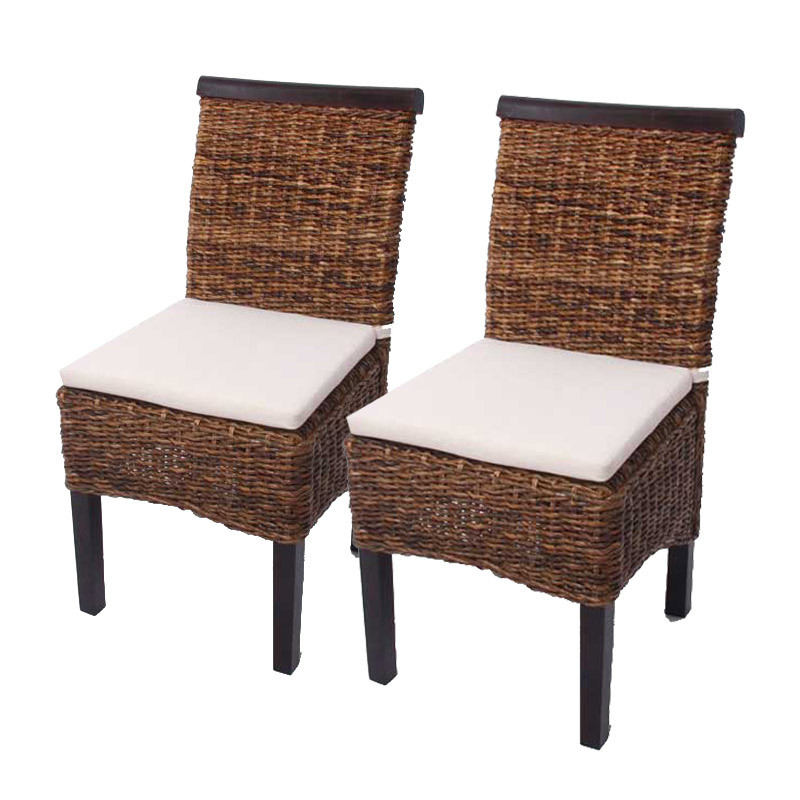 Lot de 2 chaises M45, banane tressée, 47x54x93cn, pieds foncés, avec coussin