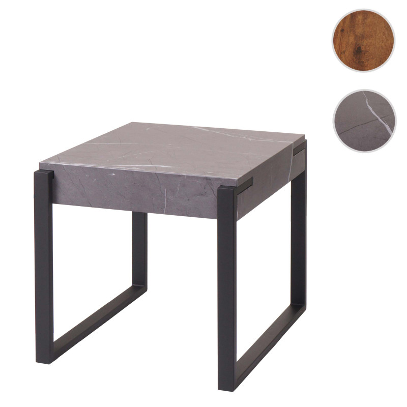 Table d'appoint table basse table de chevet table de salon, métal 51x50x54cm - aspect marbre gris