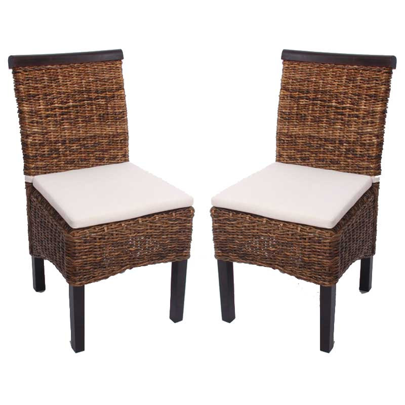 Lot de 2 chaises M45, banane tressée, 47x54x93cn, pieds foncés, avec coussin