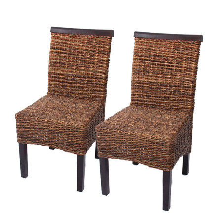 Lot de 2 chaises M45, banane tressée, 47x54x93cn, pieds foncés