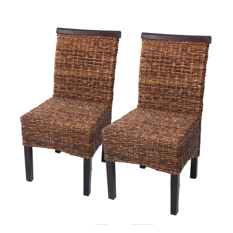 Lot de 2 chaises M45, banane tressée, 47x54x93cn, pieds foncés