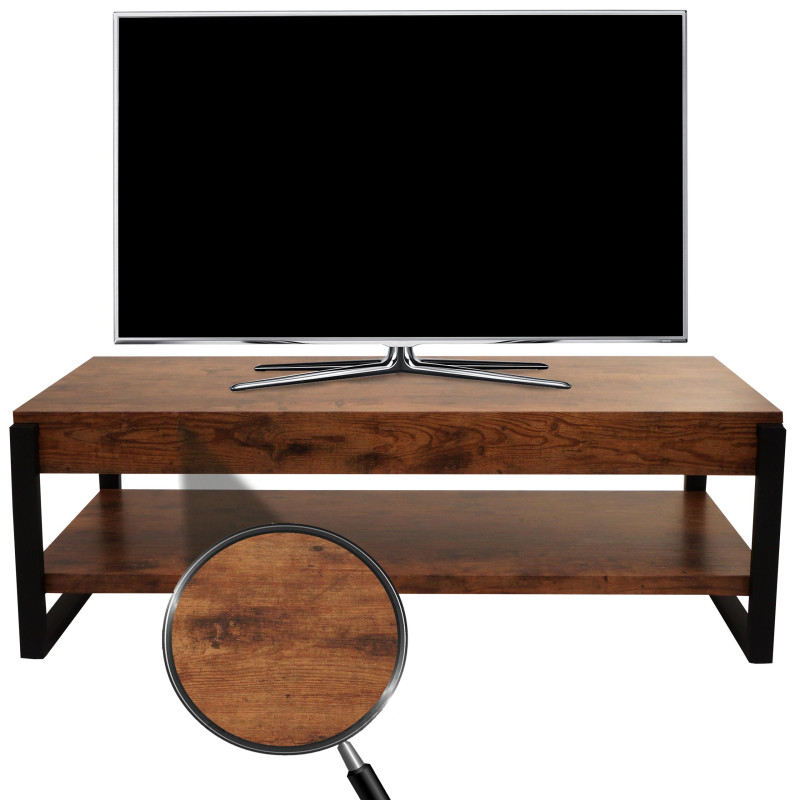 Rack TV Table TV Lowboard Table TV, métal 42x120x44cm - chêne sauvage foncé