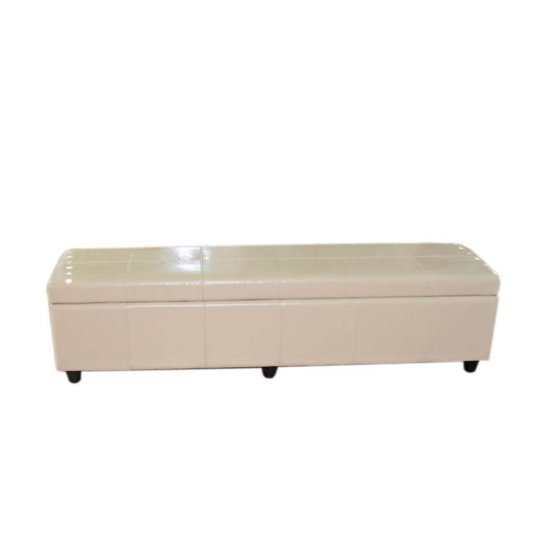 Banc banquette Kriens XXL, 180x45x45cm, cuir reconstitué, crème