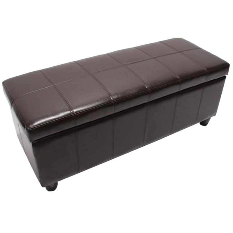 Banc banquette rembourrée coffre de rangement Kriens, cuir reconstitué, 112x45x45cm, marron