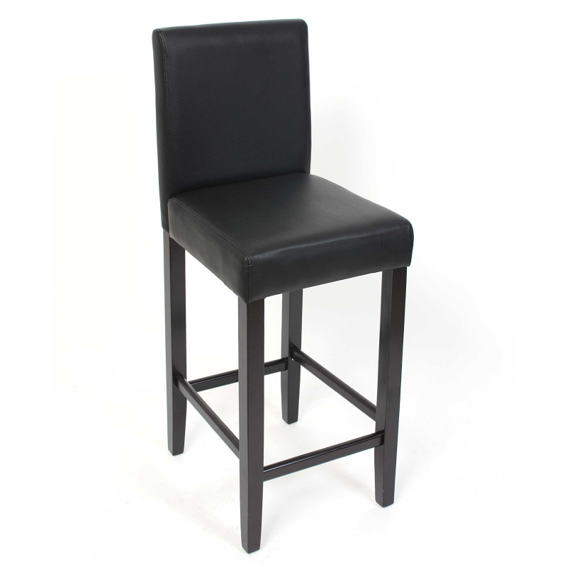 Lot de 2 tabourets de bar M37, cuir, noir/pieds foncés