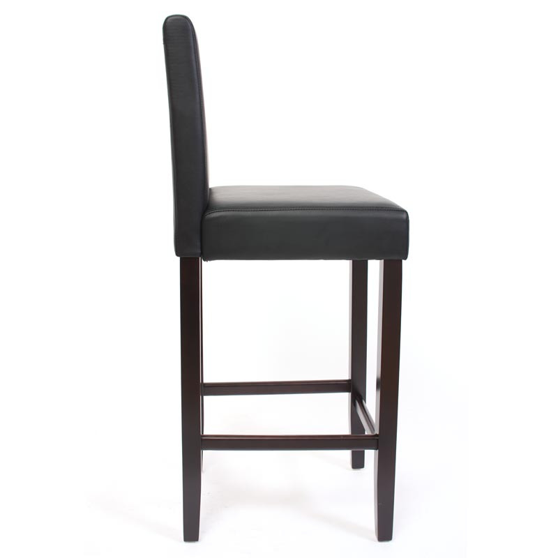 Lot de 2 tabourets de bar M37, cuir, noir/pieds foncés