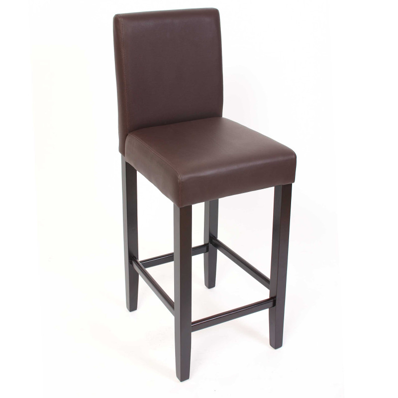 Lot de 2 tabourets de bar M37, simili-cuir mat, marron/pieds foncés