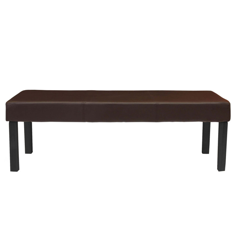 Banc banquette M37, simili-cuir mat, marron/pieds foncés, 120x49x43cm