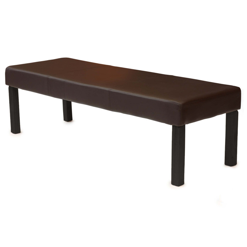 Banc banquette M37, simili-cuir mat, marron/pieds foncés, 120x49x43cm